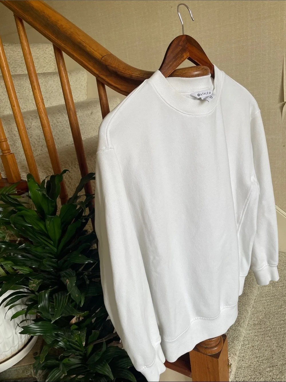 Athleta Slouchy Oversized White Crewneck Sweatshirt